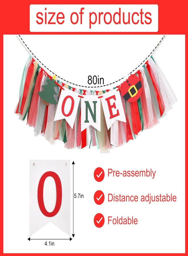 HIKLO Christmas 1st Birthday High Chair Banner - My First Christmas Highchair Banner, Best Christmas Tree One Birthday Party Supplies, Santa Party Decorations for Baby, Holiday Cake Smash Photo Props - Image 2